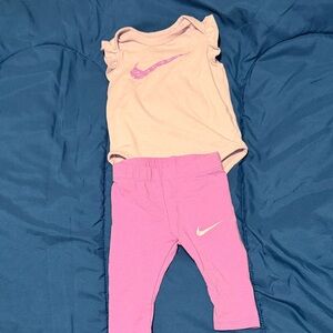 Nike Pink Infant Bodysuit and Leggings Set